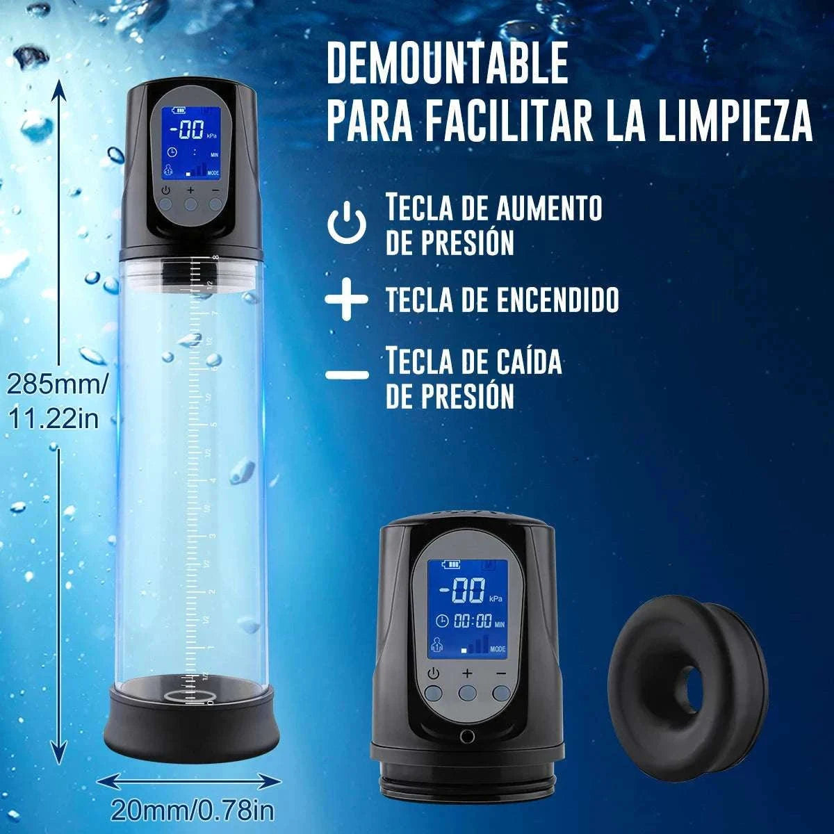 Electric Vacuum Penis Pump with LED Display & 4 Modes-3 leather cases / United States