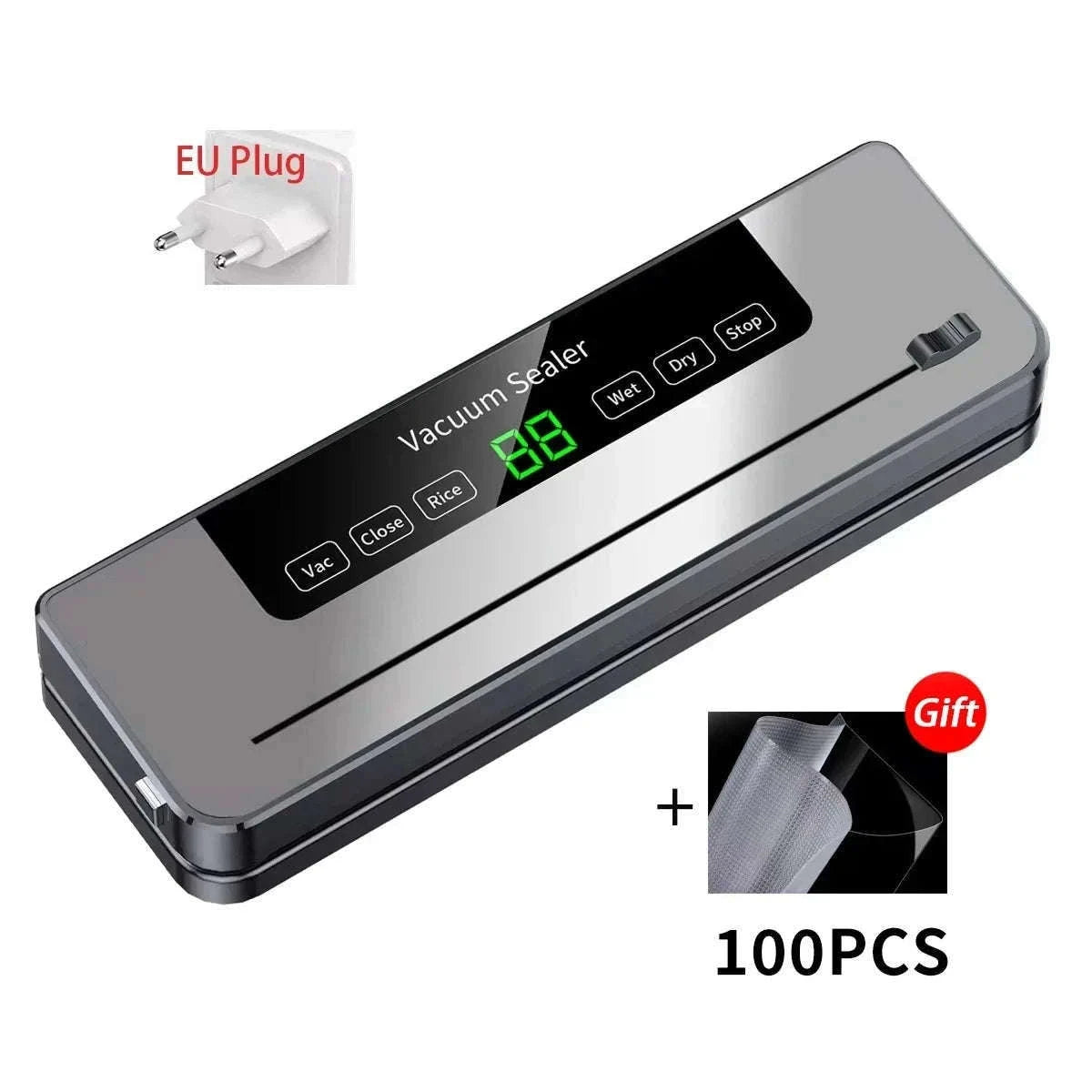 Electric Vacuum Sealer with Touch Control and Built-In Cutter-EU / China Mainland