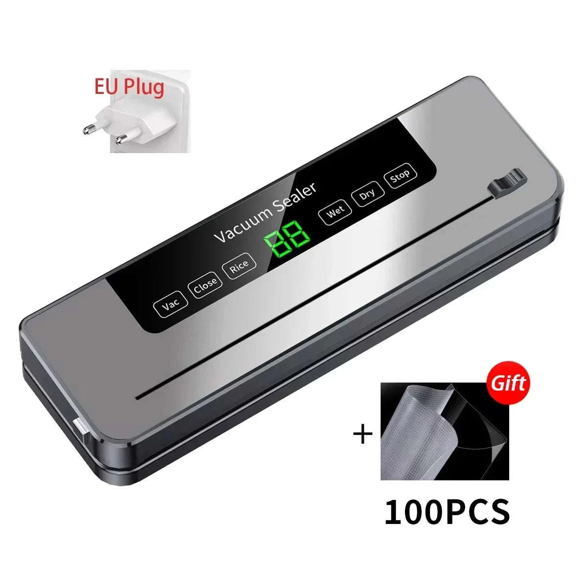 Electric Vacuum Sealer with Touch Control and Built‑In Cutter-EU / China Mainland