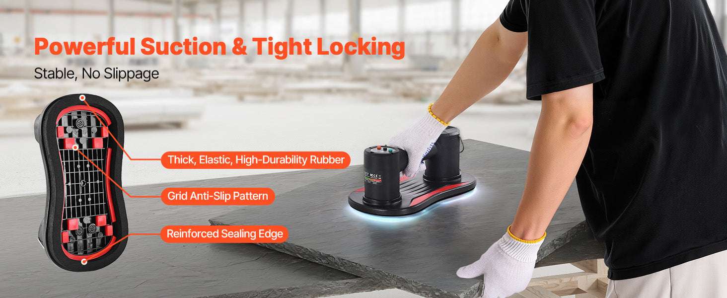 Electric Vacuum Suction Cup 375 lbs Glass & Tile Lifter Tool-375lbs / United States