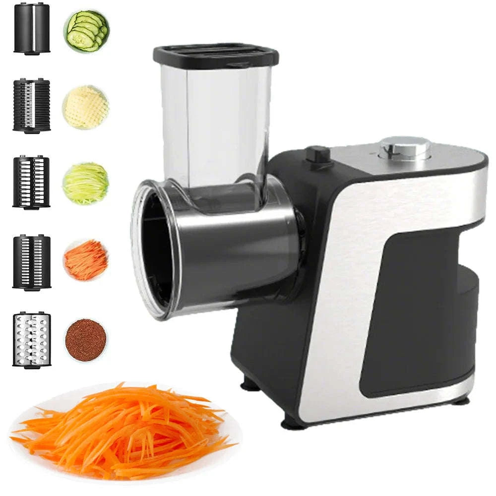 Electric Vegetable Cutter 500W with 5 Blades One-Button Slicer-Silver / france / EU
