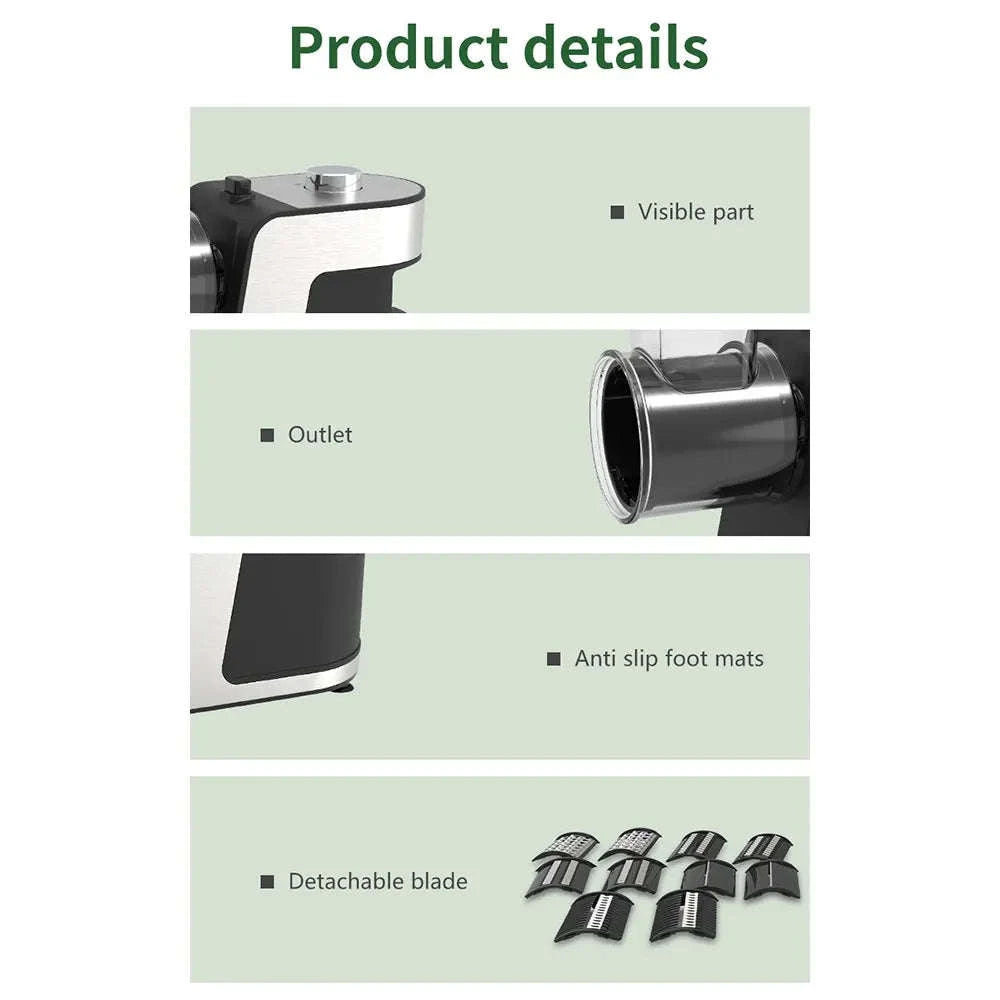 Electric Vegetable Cutter 500W with 5 Blades One-Button Slicer-Silver / france / EU