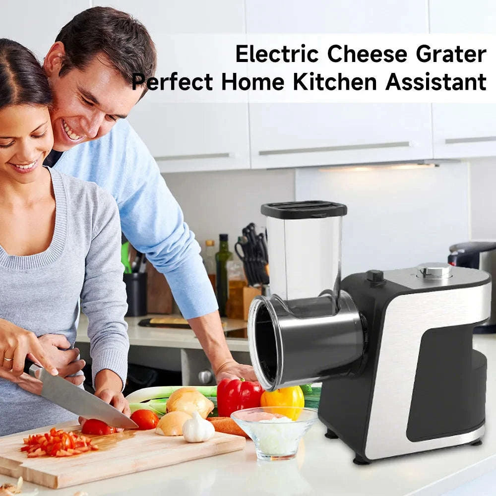 Electric Vegetable Cutter 500W with 5 Blades One-Button Slicer-Silver / france / EU