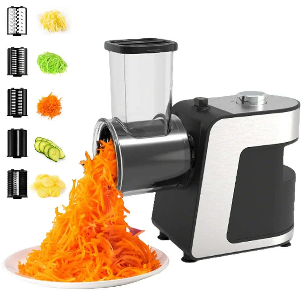 Electric Vegetable Cutter 500W with 5 Blades One-Button Slicer-Silver / france / EU