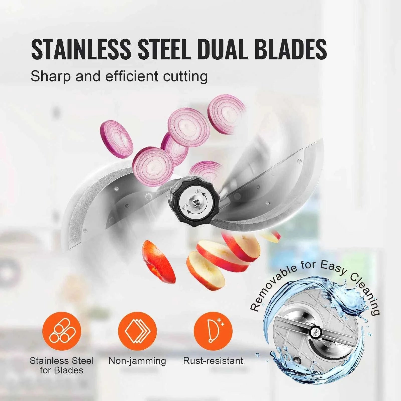 Electric Vegetable Slicer Adjustable Thickness Stainless Steel Food Cutter-250W / Poland