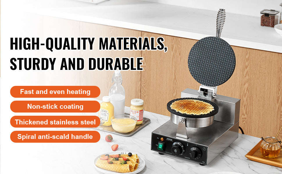 Electric Waffle Cone Maker with Temperature and Time Control-spain