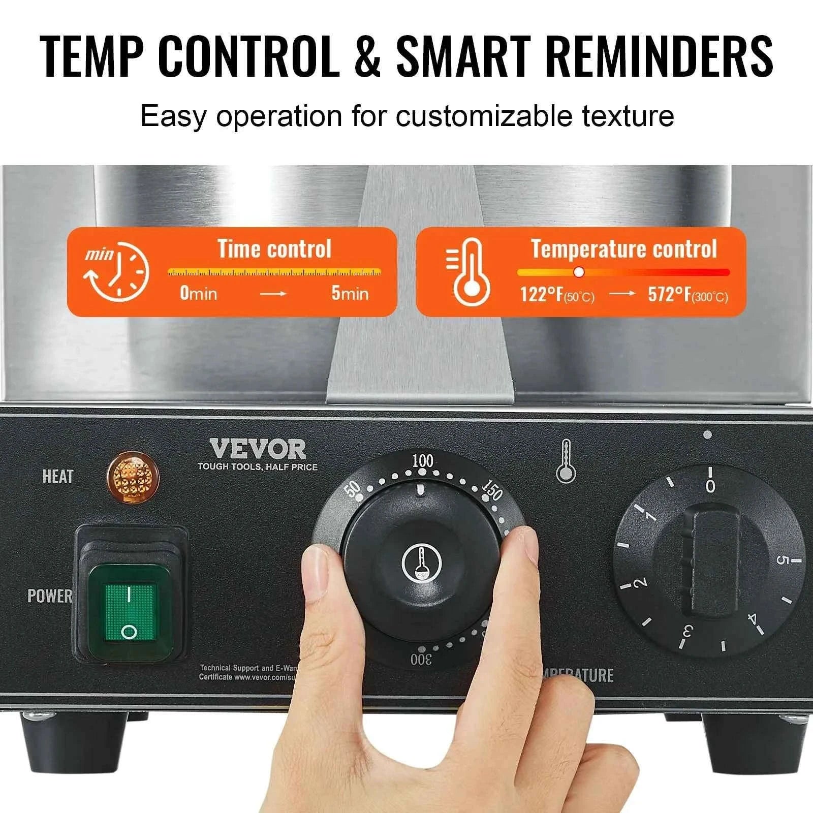 Electric Waffle Cone Maker with Temperature and Time Control-spain