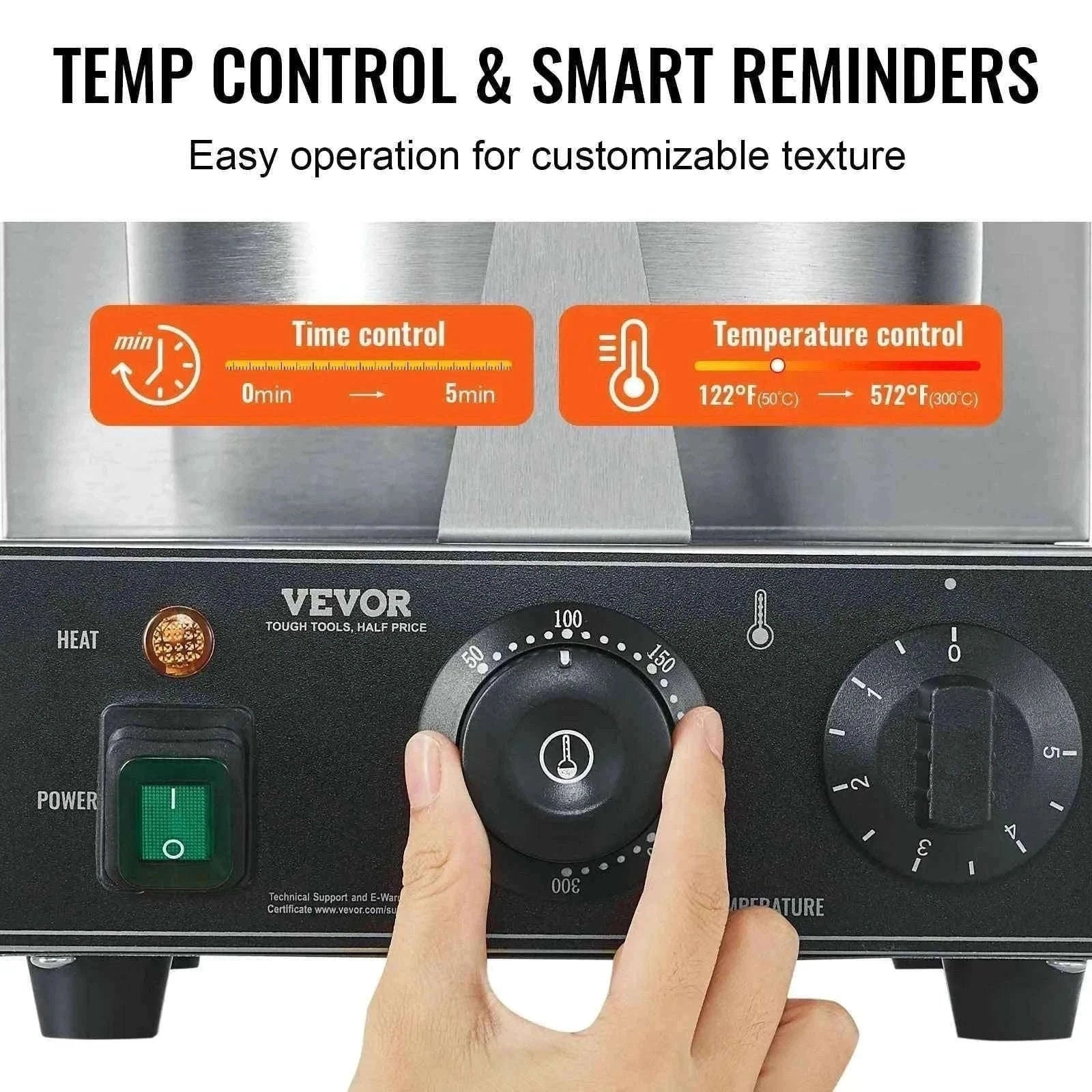 Electric Waffle Cone Maker with Temperature and Time Control-spain