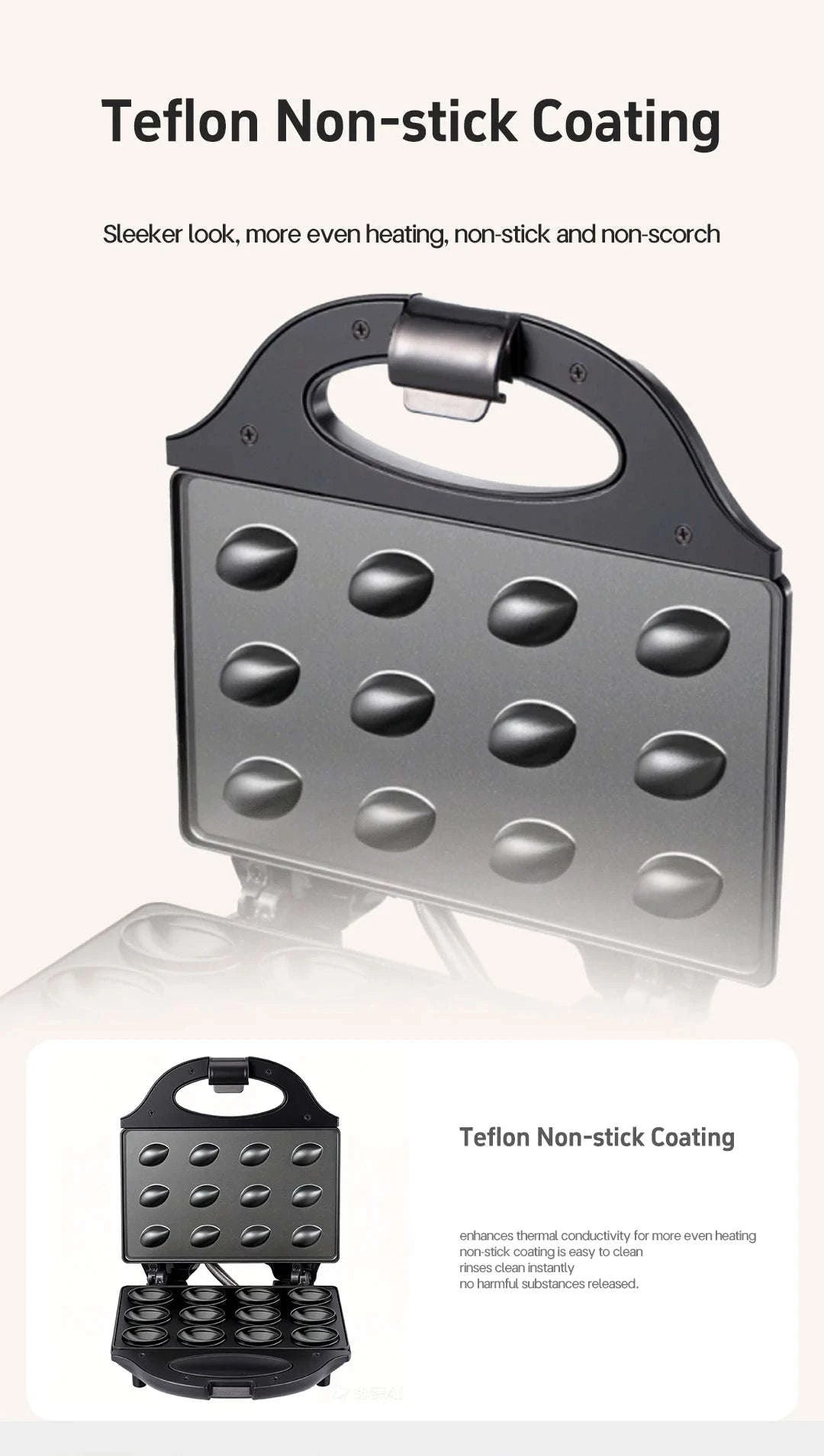 Electric Walnut Cake Waffle Maker With 12-Hole Nut Mold-R.246 / EU