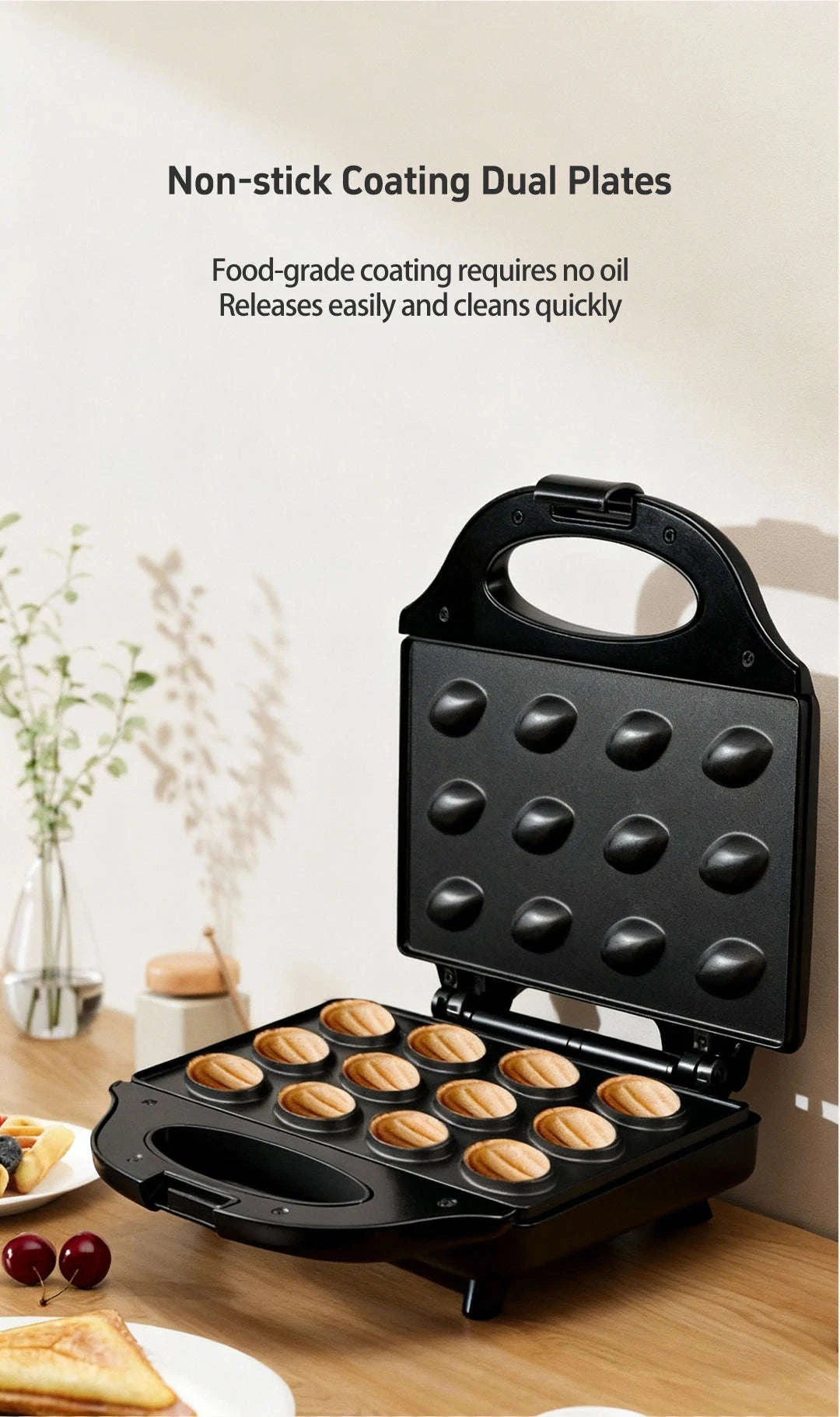 Electric Walnut Cake Waffle Maker With 12-Hole Nut Mold-R.246 / EU