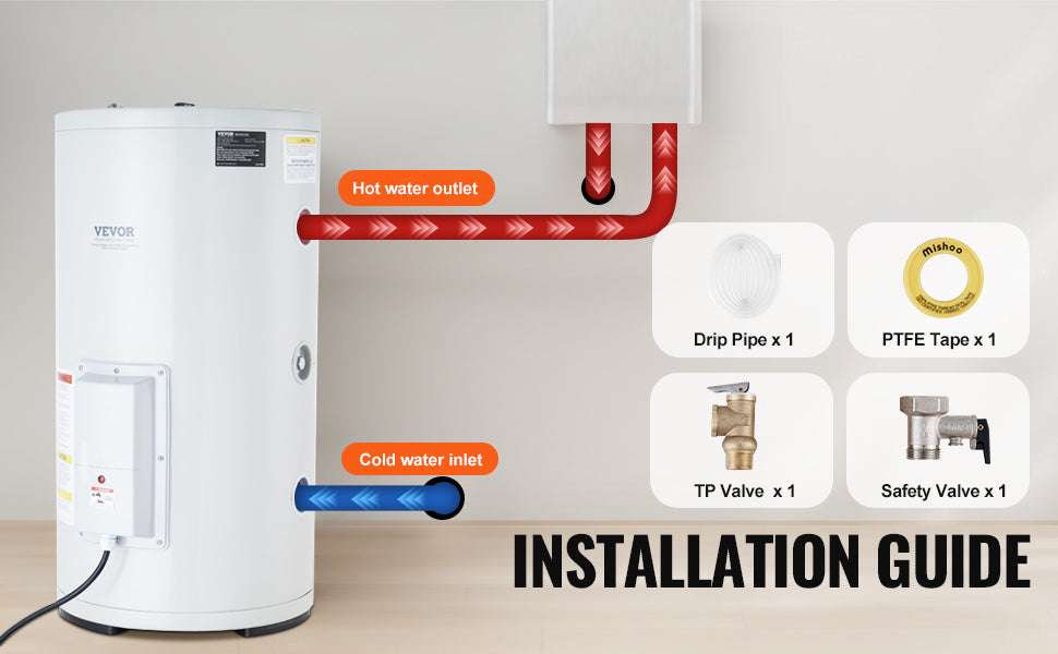 Electric Water Heater 70L Tank with LED Display & Temp Control-