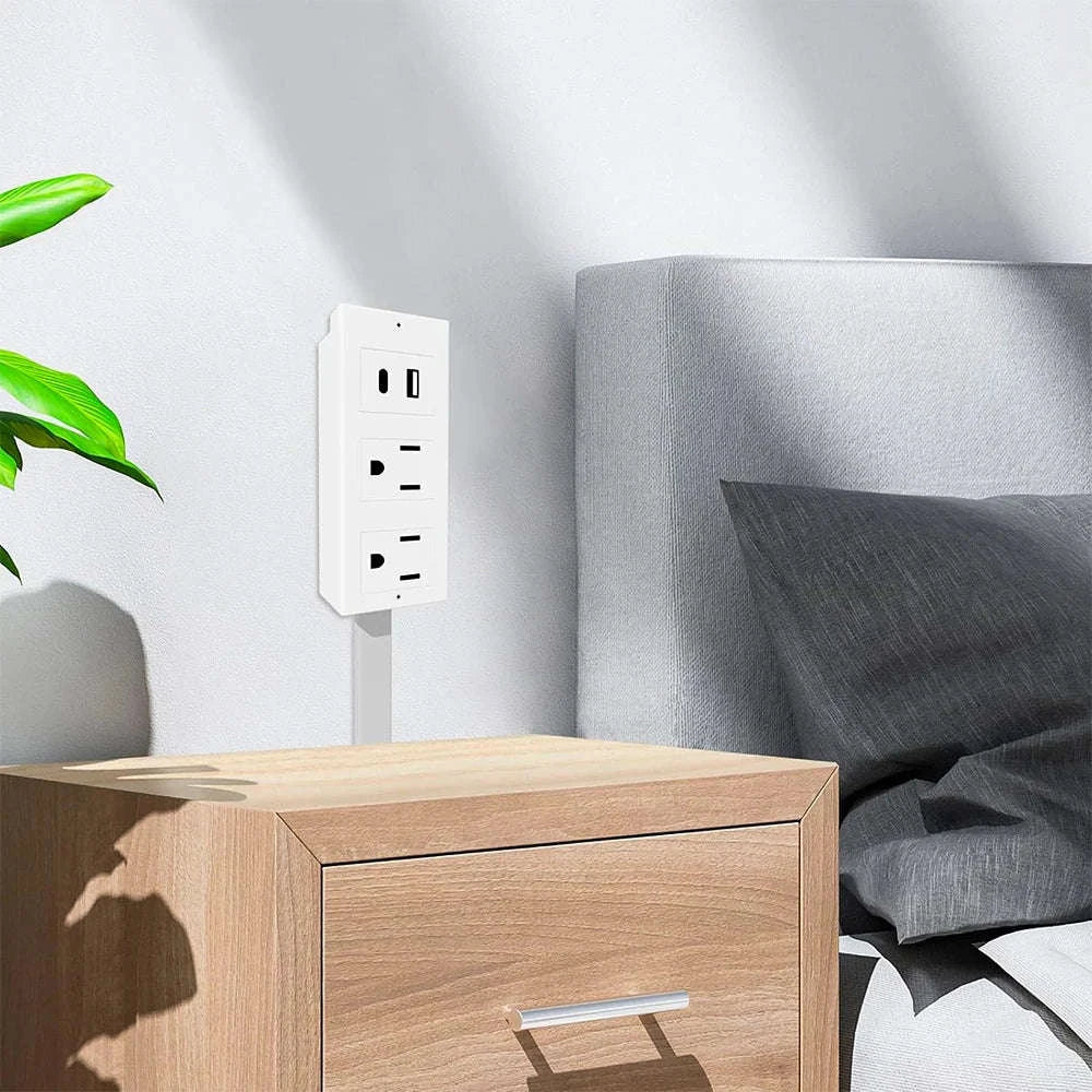 Electrical Outlet Extender Stick with 2 AC Outlets and USB-A/USB-C Ports-Square-CYB001 / US / United States