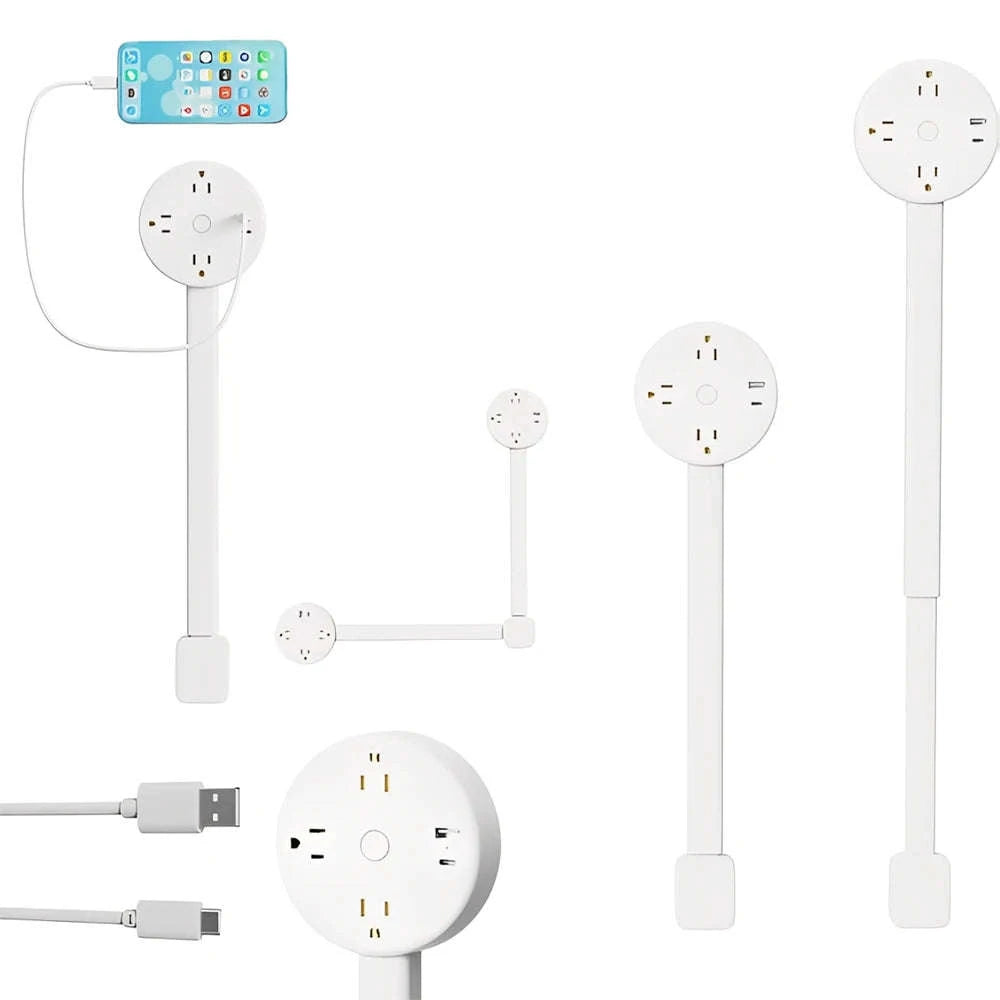Electrical Outlet Extender Stick with 2 AC Outlets and USB-A/USB-C Ports-Square-CYB001 / US / United States