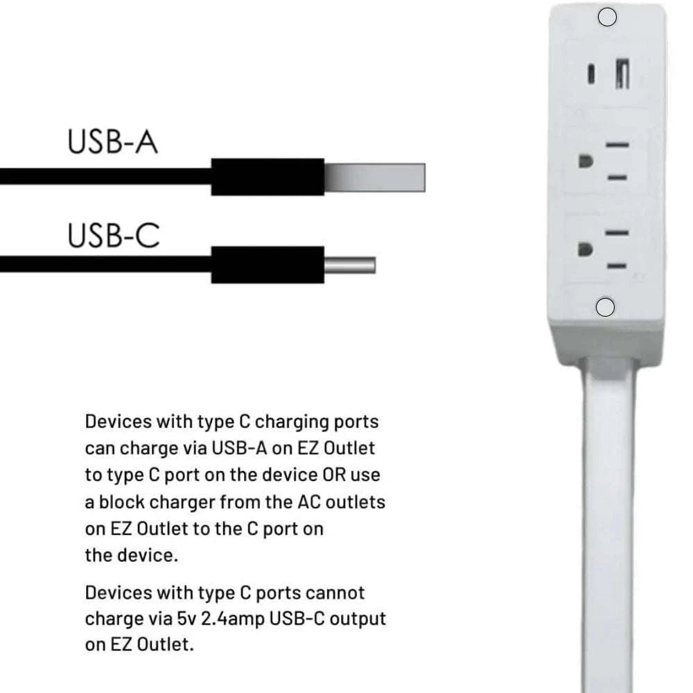 Electrical Outlet Extender Stick with 2 AC Outlets and USB-A/USB-C Ports-Square-CYB001 / US / United States