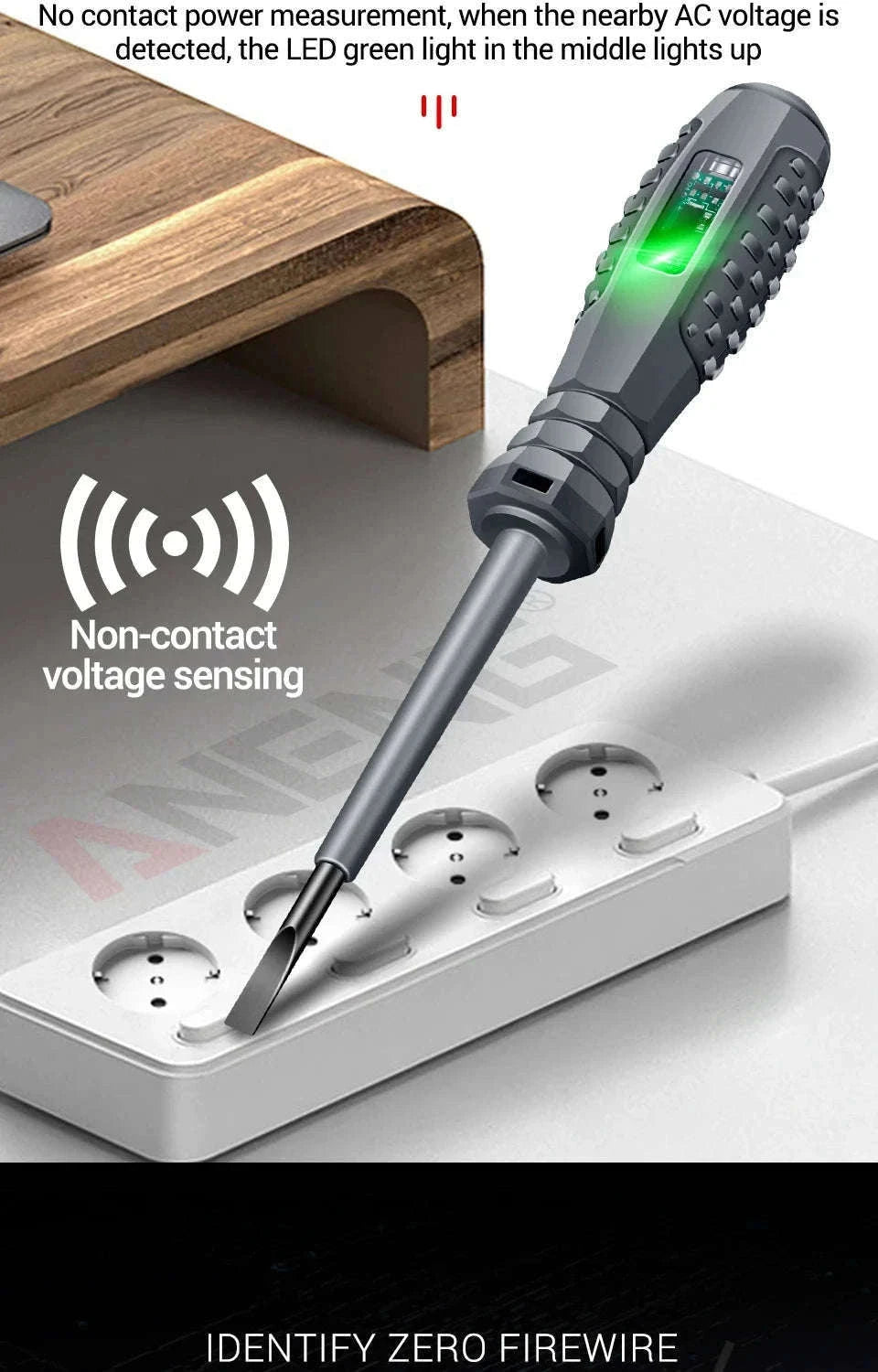 Electrician Test Screwdriver Voltage Tester with Indicator Lights-Grey