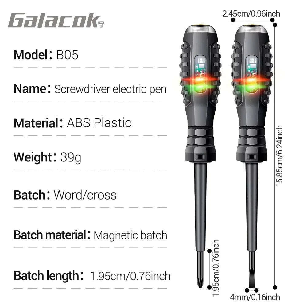 Electrician Test Screwdriver Voltage Tester with Indicator Lights-Grey