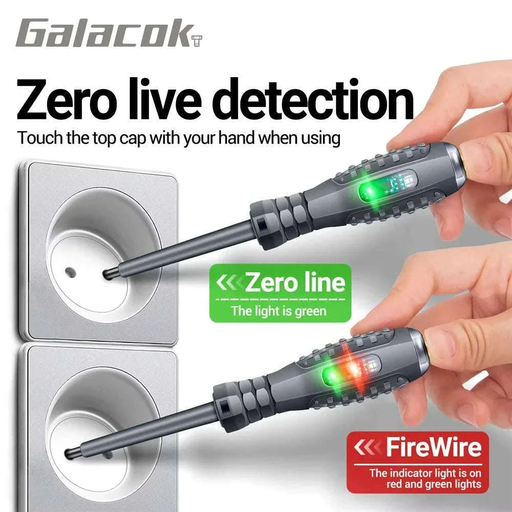 Electrician Test Screwdriver Voltage Tester with Indicator Lights-Grey