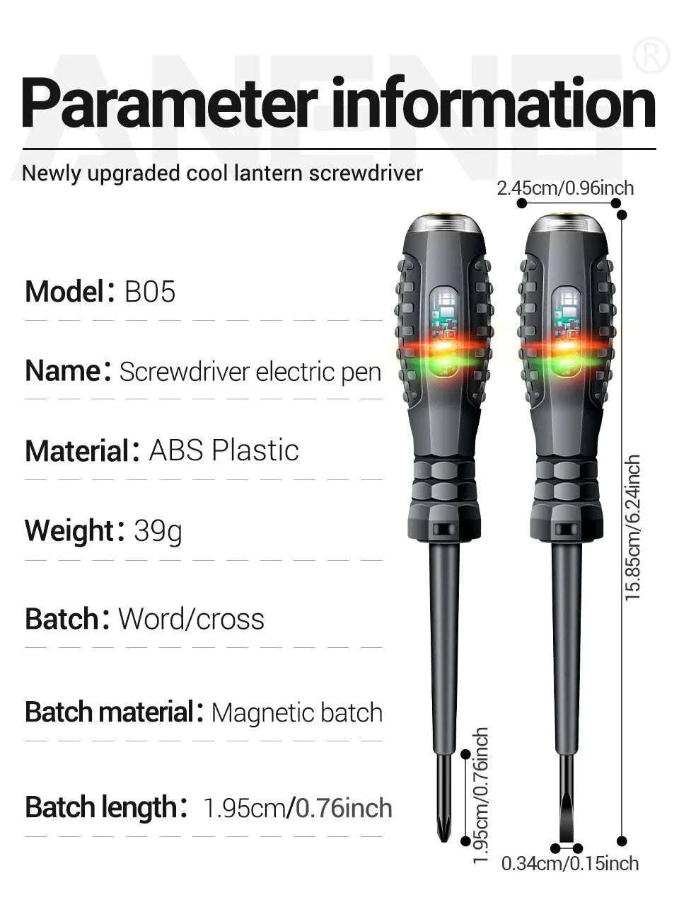 Electrician Test Screwdriver Voltage Tester with Indicator Lights-Grey