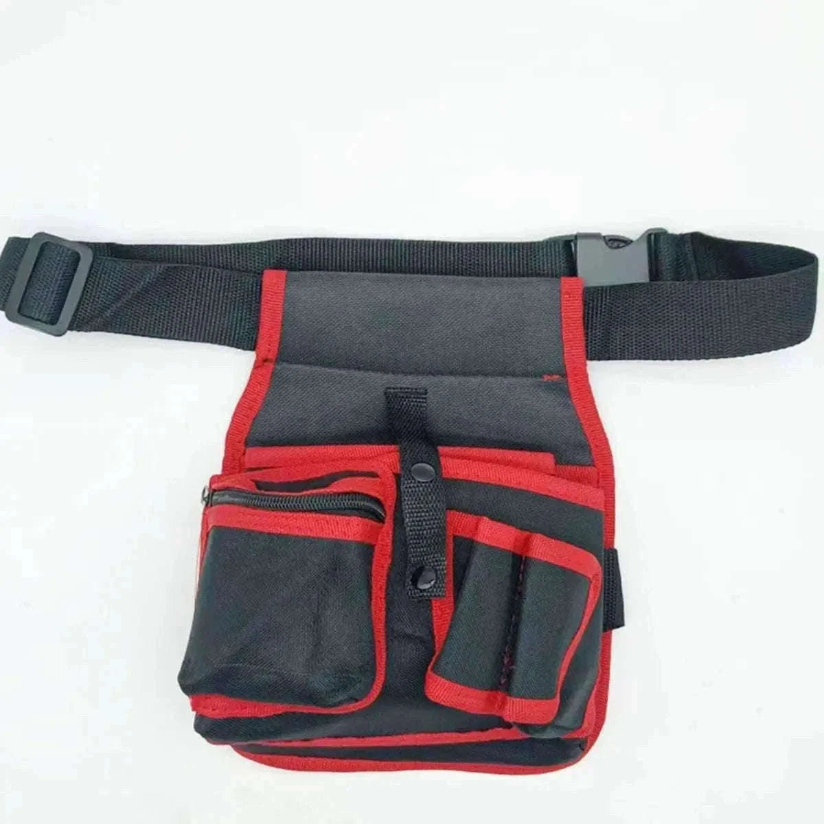 Electrician Tool Bag with Adjustable Waist Belt and Pocket Layout-Red