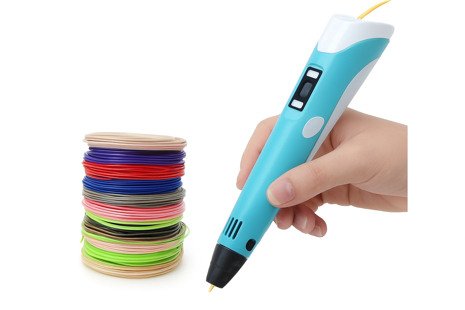 طقم قلم طباعة ثلاثي الأبعاد مع تصميم قابل لإعادة الشحن USB وخيوط PLA