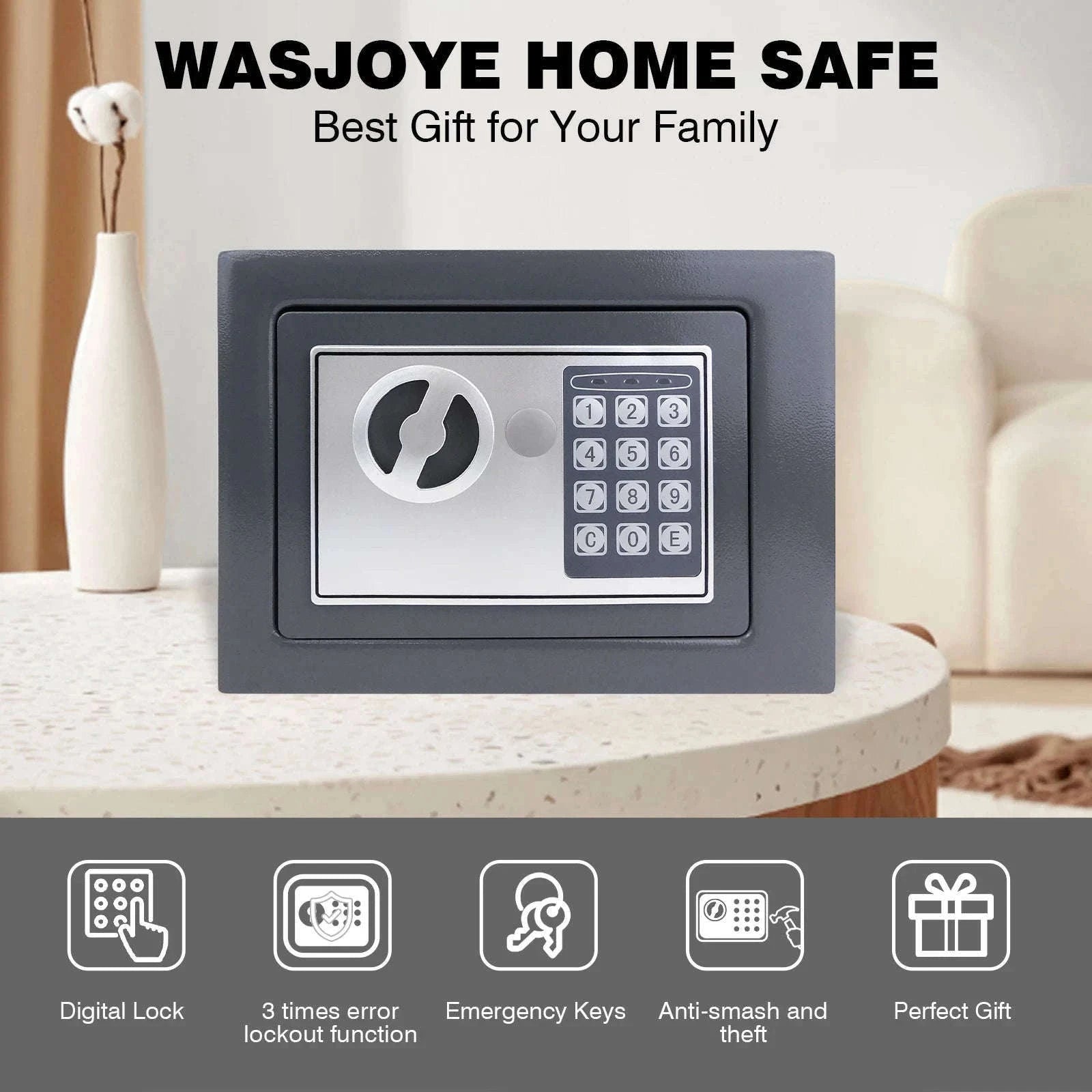 Electronic Digital Safe Box for Home, Office and Hotel Use-Black-16L / GERMANY