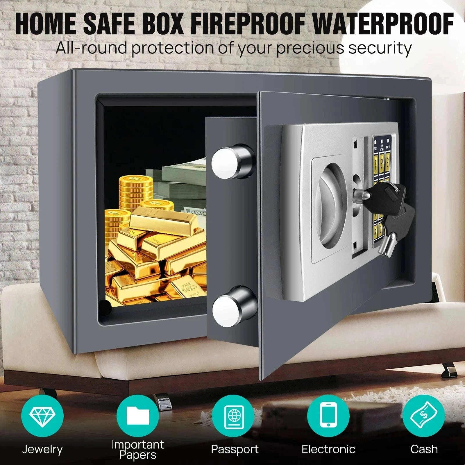Electronic Digital Safe Box for Home, Office and Hotel Use-Black-16L / GERMANY