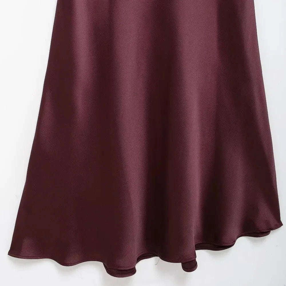 Elegant Backless Satin Halter Dress-as picture / XS