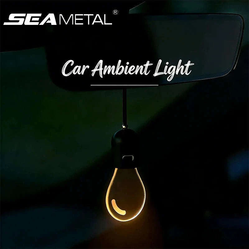 Elegant Bulb Light Car Pendant Mirror Hanging Soft Glow LED Ambient Light Decoration-Option A