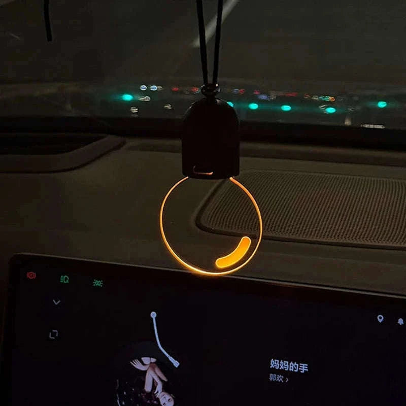 Elegant Bulb Light Car Pendant Mirror Hanging Soft Glow LED Ambient Light Decoration-Option A