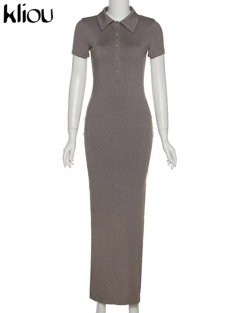 Elegant Office Maxi Dress-black / S