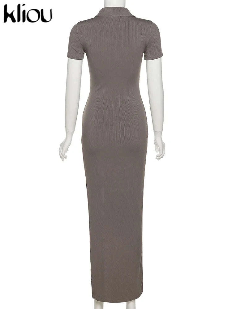 Elegant Office Maxi Dress-black / S