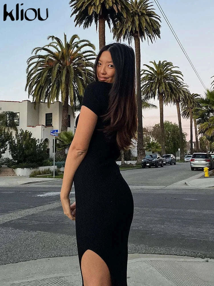 Elegant Office Maxi Dress-black / S