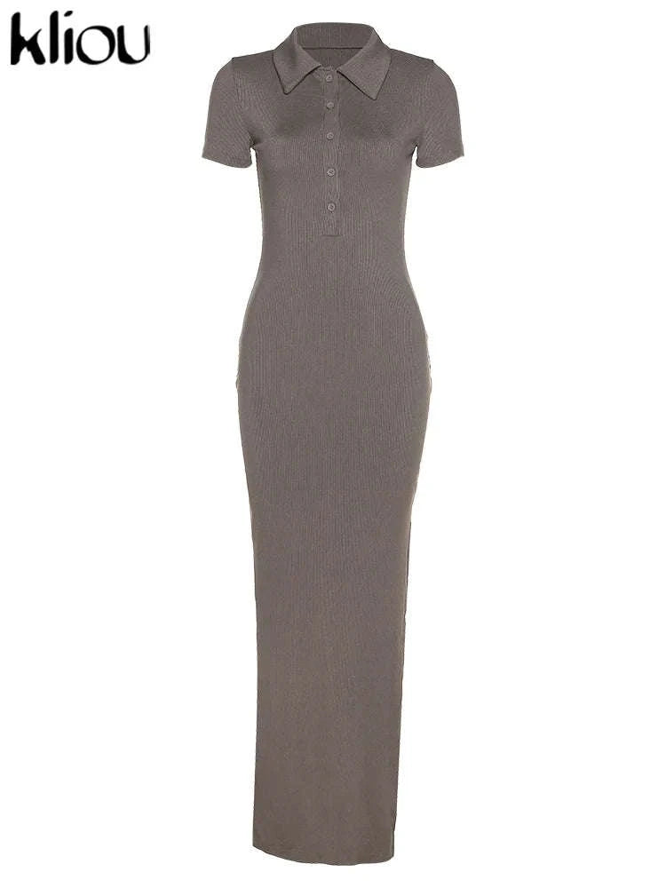 Elegant Office Maxi Dress-black / S