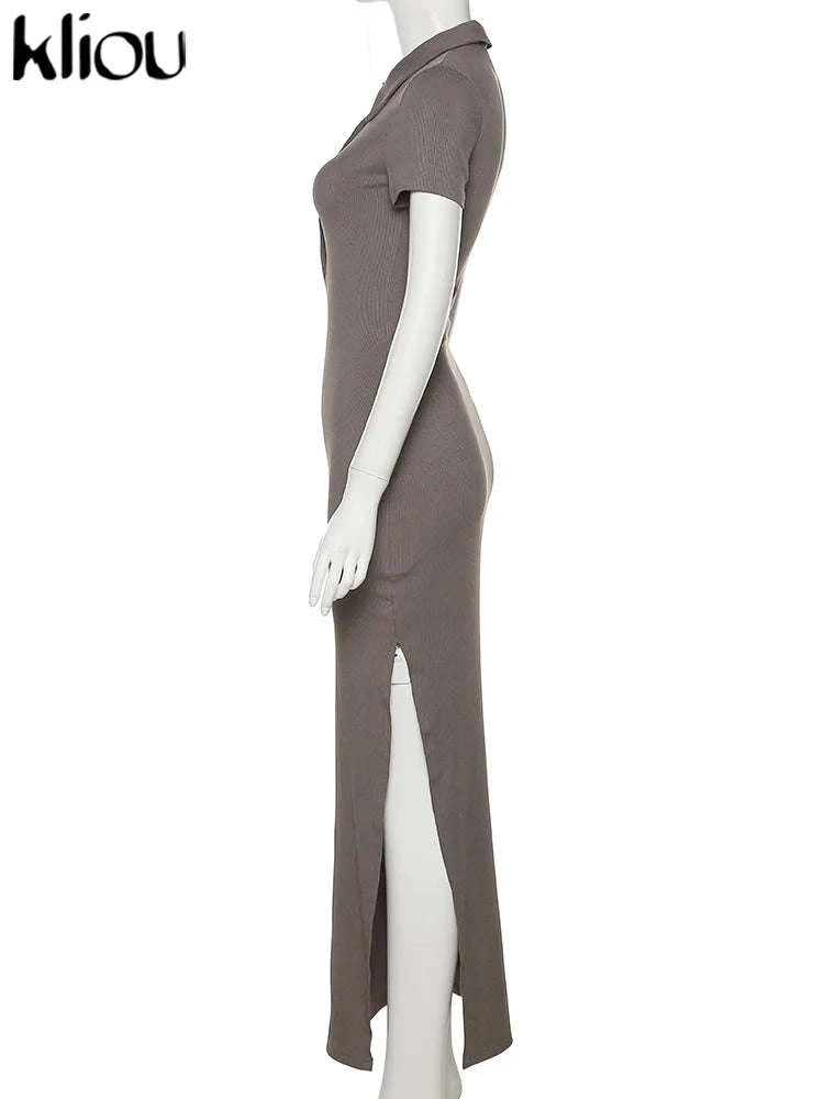 Elegant Office Maxi Dress-black / S