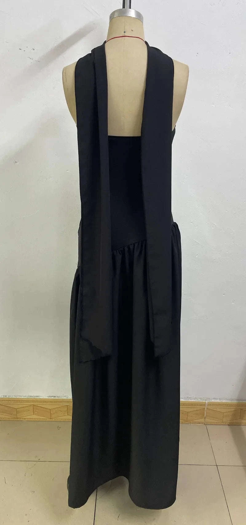 Elegant Strapless Floor-Length Women’s Slit Backless Evening Dress-Brown / XL