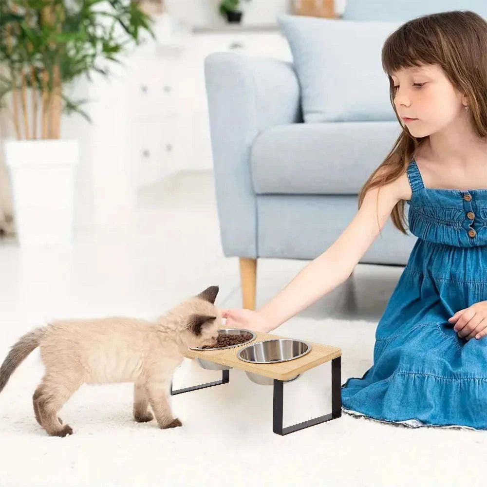 Elevated Cat Bowls with 15° Tilted Raised Stand-Elevated bowls