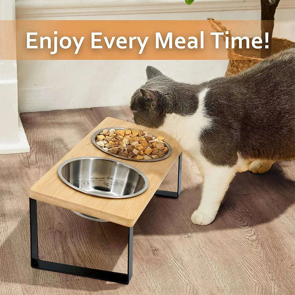 Elevated Cat Bowls with 15° Tilted Raised Stand-Elevated bowls