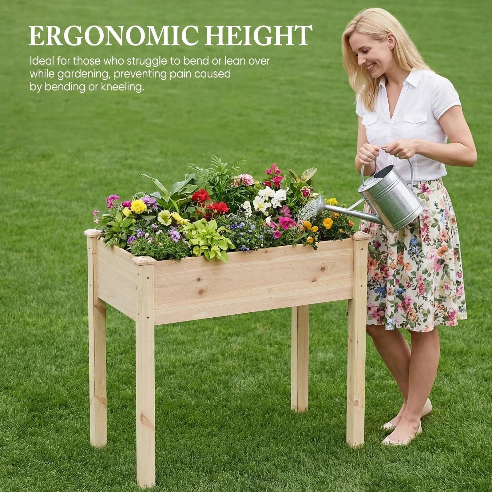 Elevated Wooden Planter Box with Legs for Patio, Balcony Garden-Brown / United States