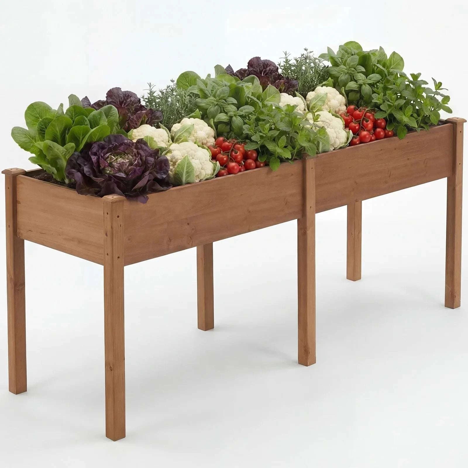 Elevated Wooden Planter Box with Legs for Patio, Balcony & Garden-Brown / United States