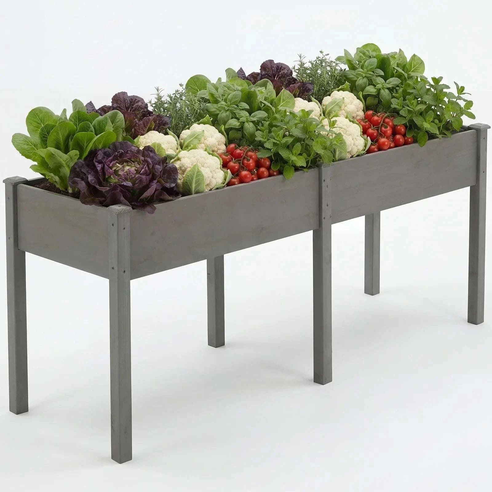 Elevated Wooden Planter Box with Legs for Patio, Balcony & Garden-Brown / United States