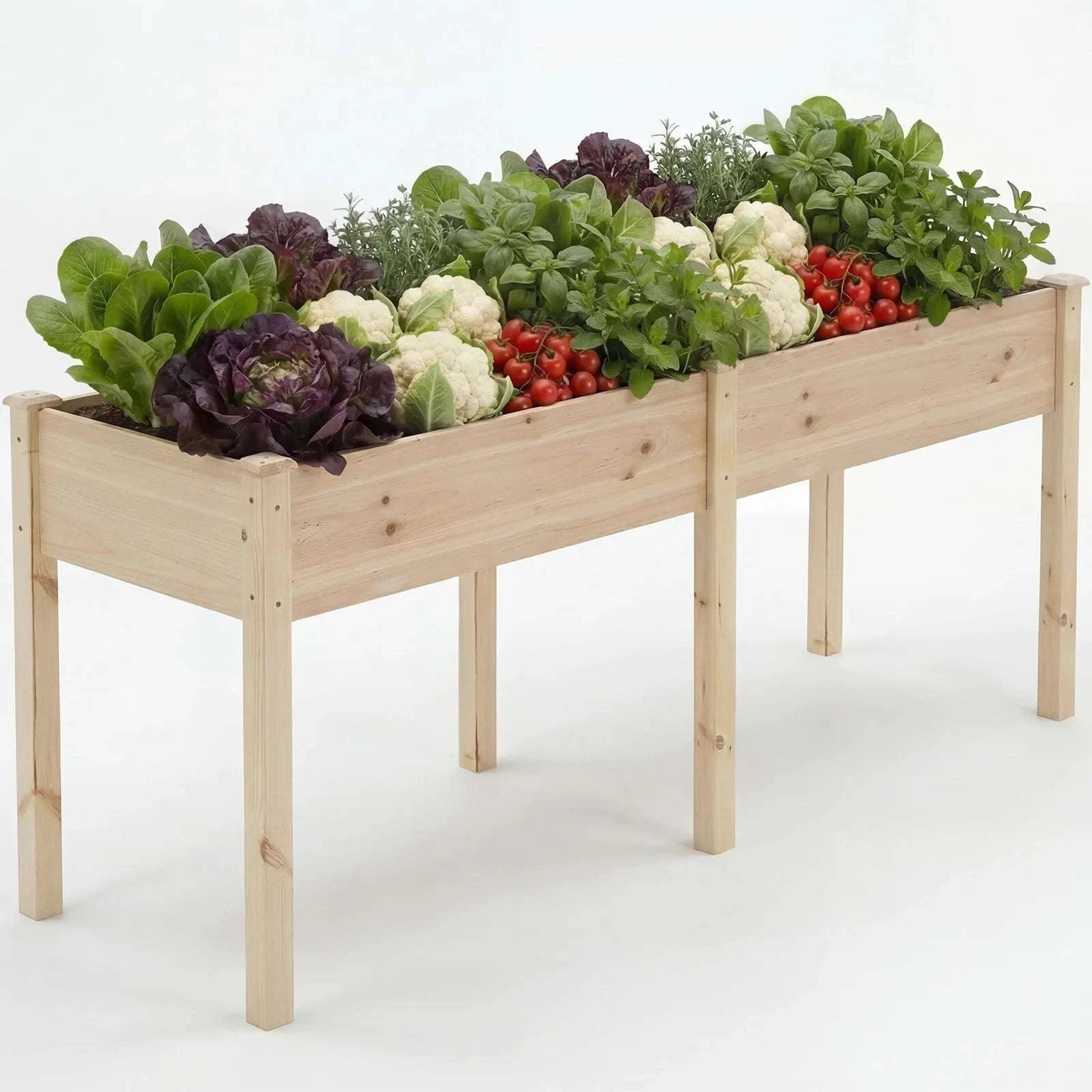 Elevated Wooden Planter Box with Legs for Patio, Balcony & Garden-Brown / United States