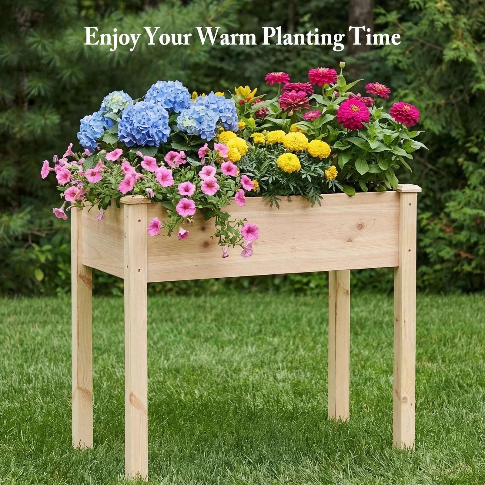 Elevated Wooden Planter Box with Legs for Patio, Balcony Garden-Brown / United States