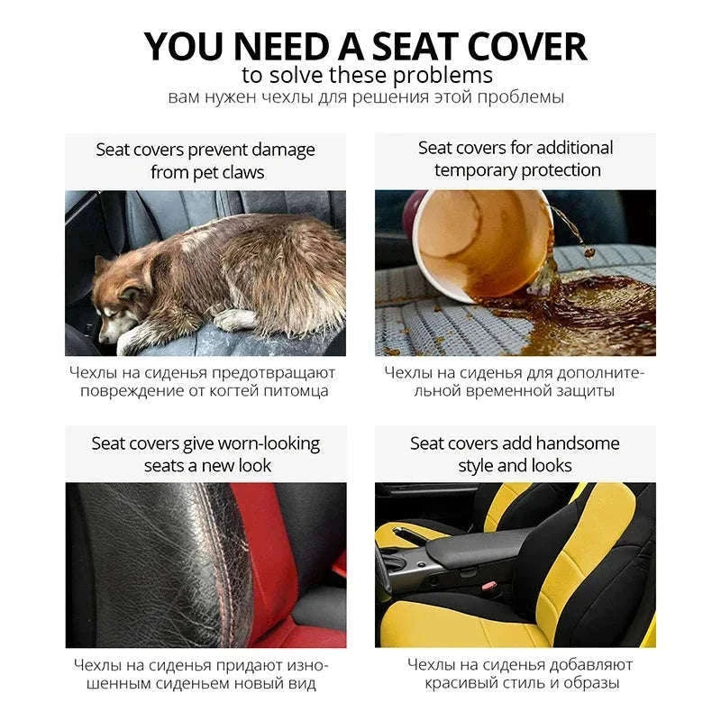 Embossed Tire Track Car Seat Covers with Full Interior Protection-gray 2 pieces