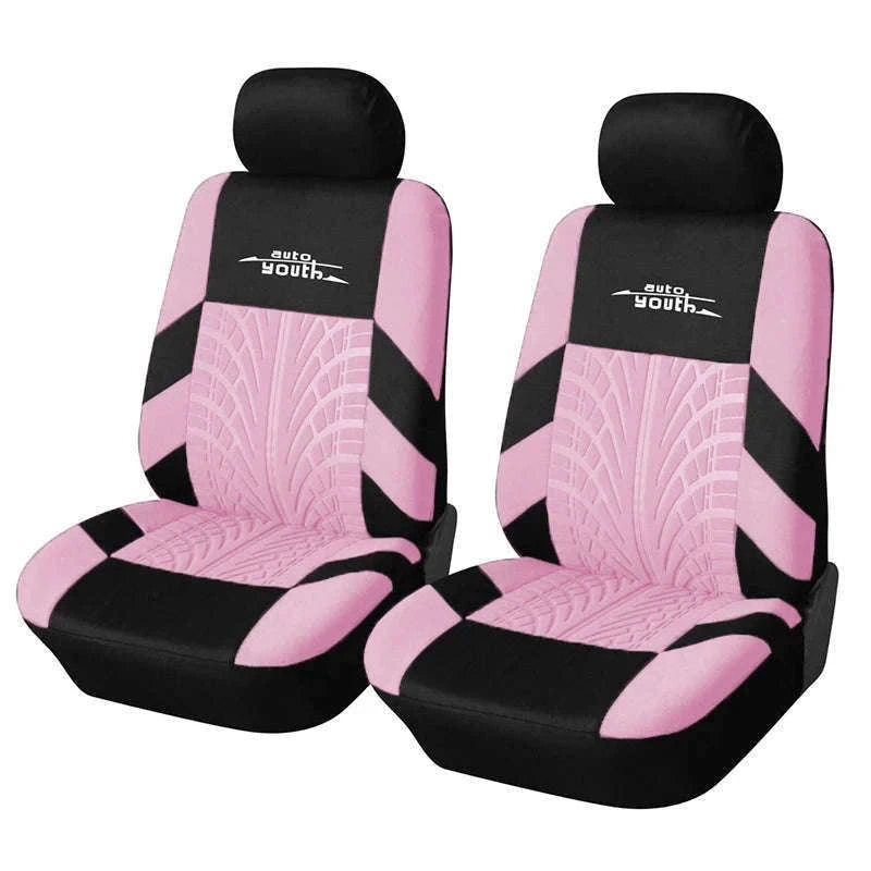 Embossed Tire Track Car Seat Covers with Full Interior Protection-gray 2 pieces
