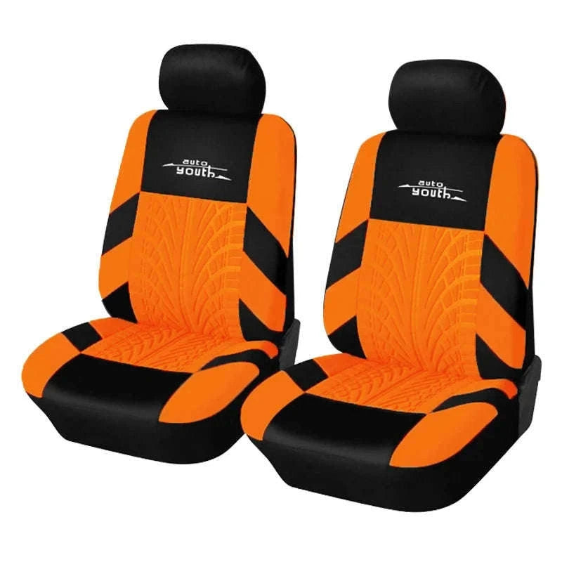 Embossed Tire Track Car Seat Covers with Full Interior Protection-gray 2 pieces