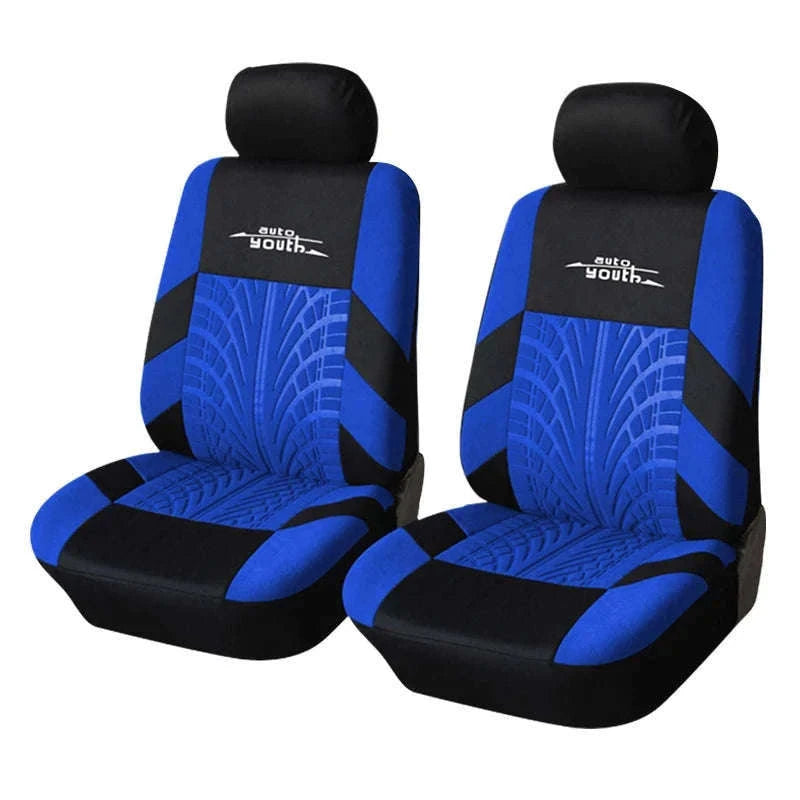 Embossed Tire Track Car Seat Covers with Full Interior Protection-gray 2 pieces