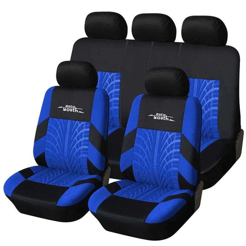 Embossed Tire Track Car Seat Covers with Full Interior Protection-gray 2 pieces
