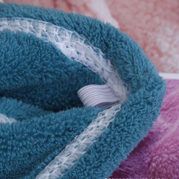 Embroidery Coral Fleece Hair Drying Cap-DEEP BLUE