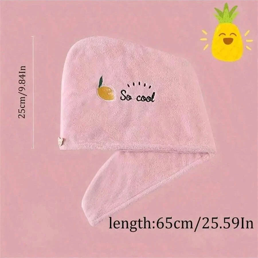 Embroidery Coral Fleece Hair Drying Cap-DEEP BLUE