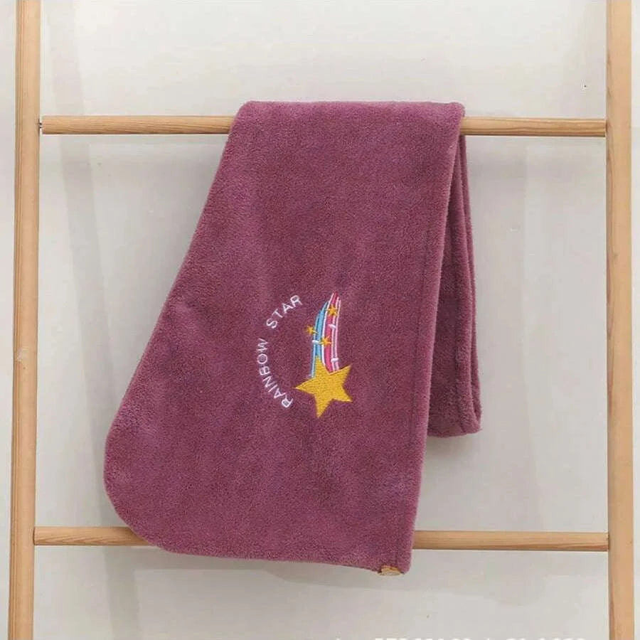 Embroidery Coral Fleece Hair Drying Cap-DEEP BLUE